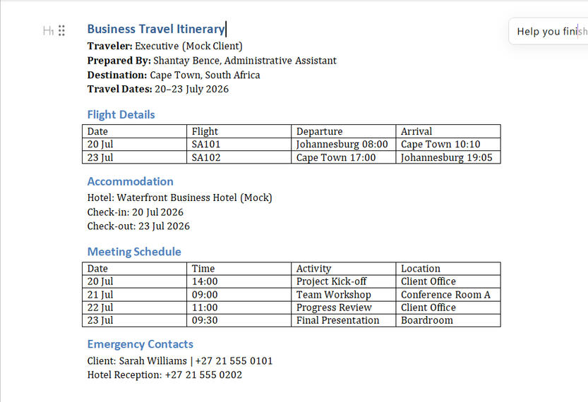 ITINERARY