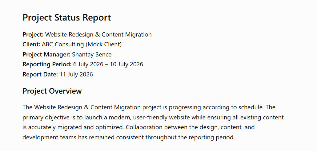 PROGRESS REPORTS